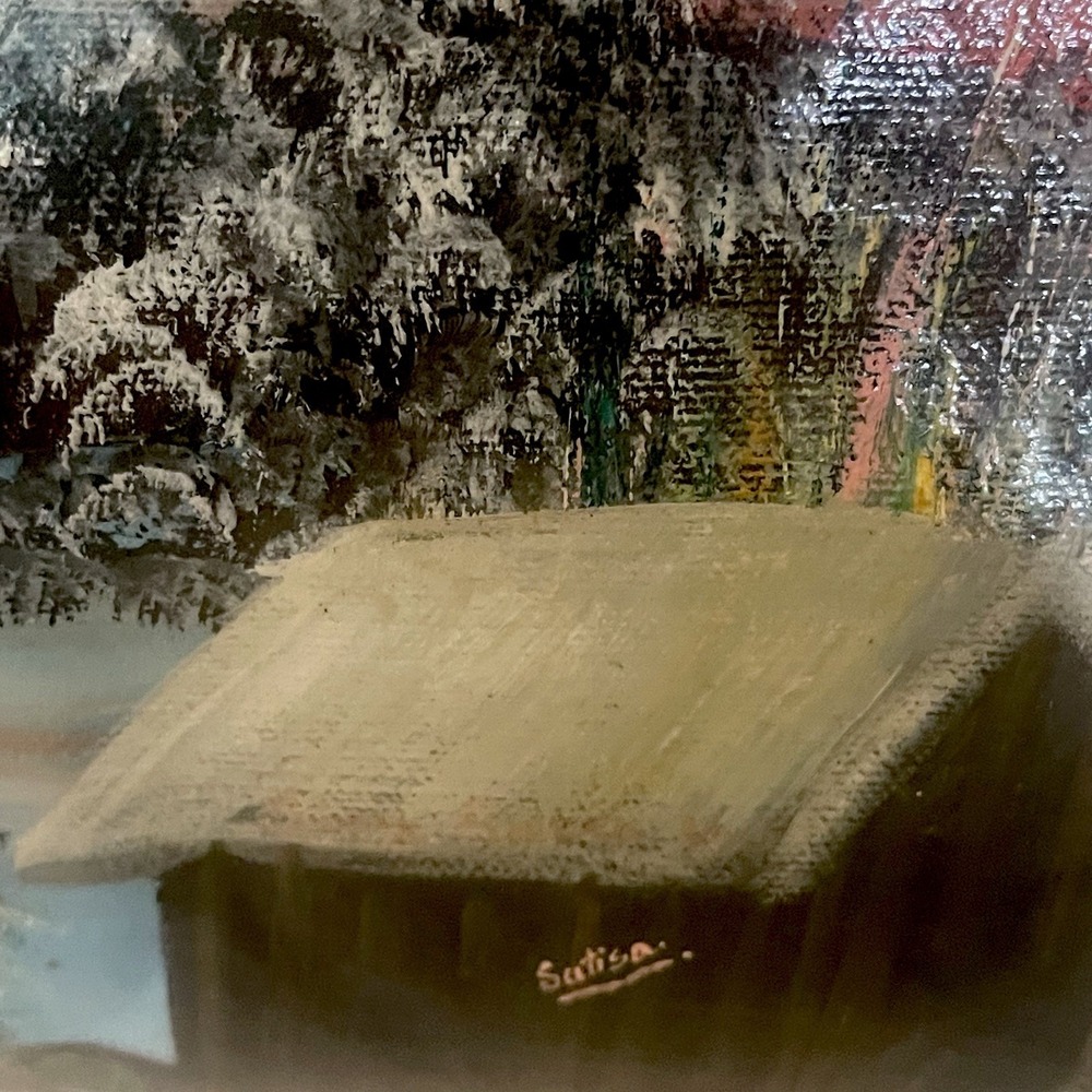 Vintage Brush Strokes of NY Hand Painted Bag Cottagecore Modern Art Clutch - Picture 9 of 10